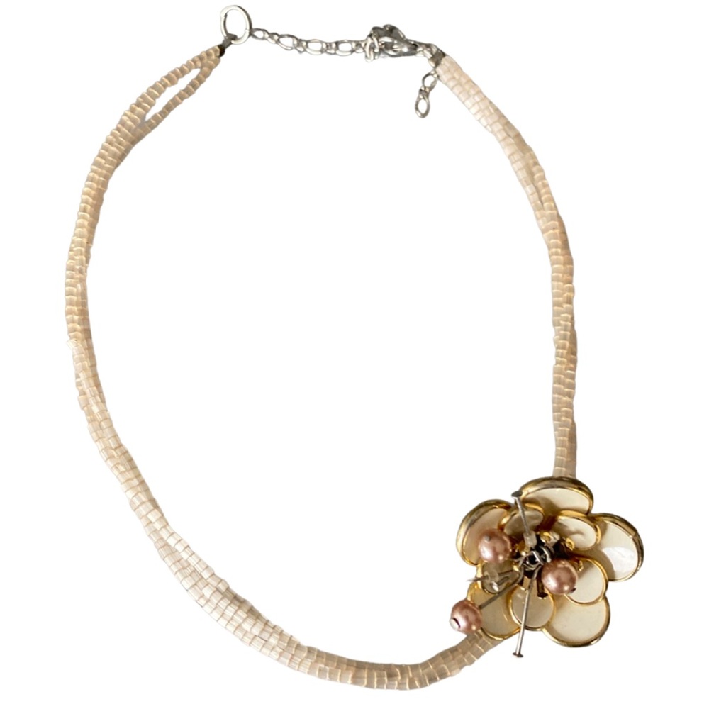 Retro Cream and Gold Floral Choker